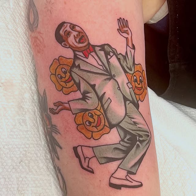 Tattoo by Brandon Huckabey: Paul Reubens for Lauren. Thanks! Thanks @copperheadtattooparlor
